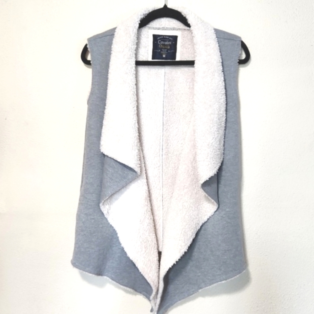 Cavalini Faux Sherpa Vest Gray Size Medium